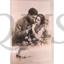 Prent briefkaart mobilisatie 1939 soldaat met meisje