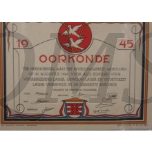 Oorkonde bevrijdingsfeest 1945 Enschede