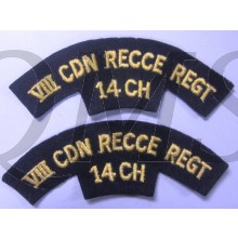 Shoulder titles VIII CDN Recce Regt 14 CH, 2nd Canadian Infantry Division 