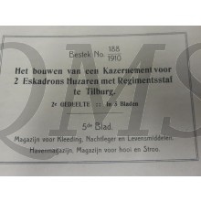 Bestek tekening Kazernement te Tilburg 1911