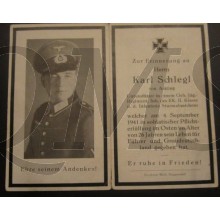 In Memoriam Karte/Death notice Karl Schlegl