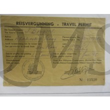 Reisvergunning/Travel permit 26 juni 1945 Den Haag