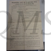 Bonnenlijst voor de 1e periode 1945 7 jan - 20 jan Overijssel