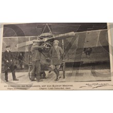 Prent briefkaart 1914 de Vliegduivel Jan Olieslager met zijn Bleriot machine