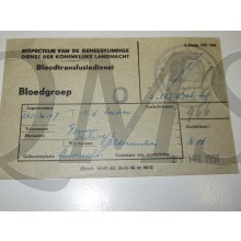 Document 1951 bloedtransfusie dienst voor in zakboekje