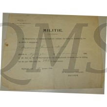 Bewijs van inschrijving Militie Nijmegen 1919