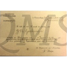 Inschrijvingsbewijs J.R. Gockinga Rijswijk Landstorm 15-01-1920