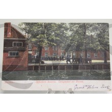 Prent briefkaart 1914 mobilisatie Leiden, Infanterie kazerne, Terugkomst der Parade