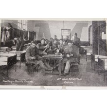 Prent briefkaart 1914 mobilisatie Mauritskazerne Doesburg (Poetsen)