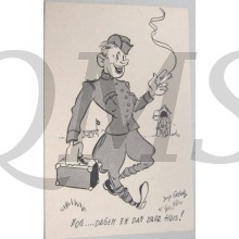 Prent briefkaart , nog ... dagen dan kom ik naar huis (tekening)