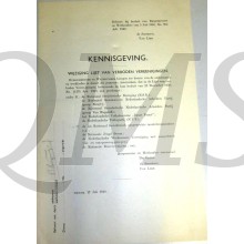 Kennisgeving Lijst van verboden verenigingen (1938) geschrapt juli 1940