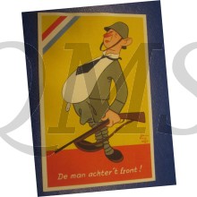 Prent briefkaart 1940 mobilisatie De man achter het Front