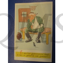 Prent briefkaart 1940 mobilisatie Er was hier gisteravond feest , ik ben er, geloof ik, ook geweest !