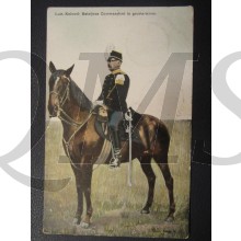 Prent briefkaart 1905 Luit-Kol Batallion commandant in Groote tenue