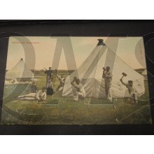 Prent briefkaart 1905 Opslaan der kamptenten
