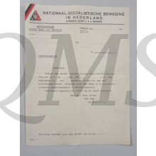 Brief NSB Hoofdkwartier Hooge raad van Discipline 