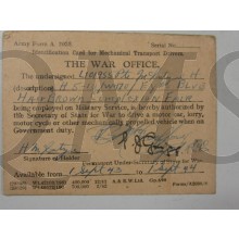 Identification card for Mecanical Trasport drivers 1 sept 43-44