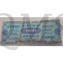 GEALLIEERD INVASIEGELD FRANKRIJK BILJET 100 FRANCS SERIE 1944  AFMETING 66X155MM