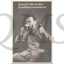 Prent briefkaart mobilisatie 1939 bier drinken