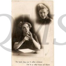 Prent briefkaart mobilisatie 1939 schrijven blijven