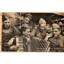 Prent briefkaart mobilisatie 1939 accordeon