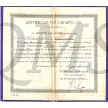 Certificaat van Aanbeveling  Ned Marine na 30 jaar Trouwe Dienst Majoor Torpedist 
