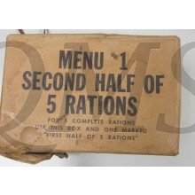 US Army ration box Menu# 2 second half of 5 rations