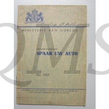 Ontwerp Voorschrift no 1555 Spaar uw auto 1947