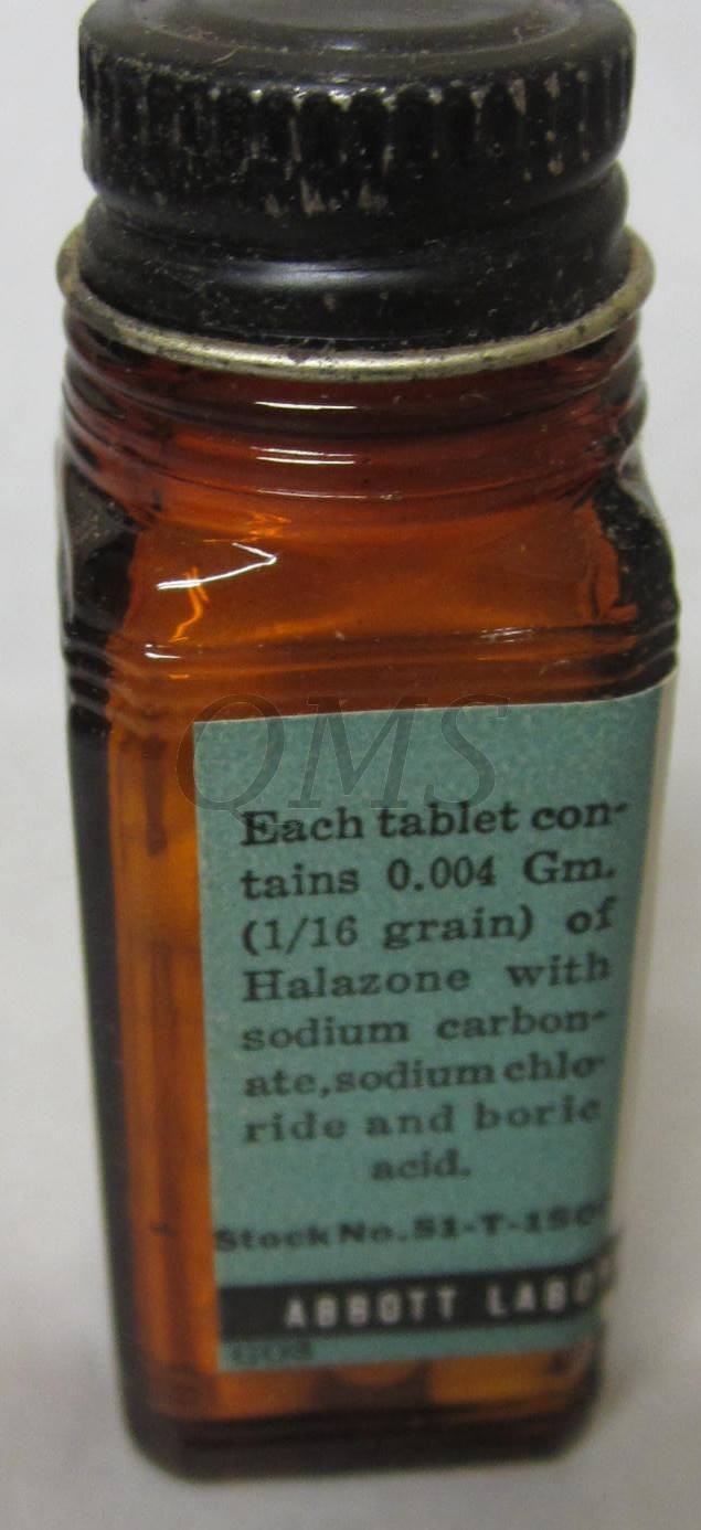 WW2 Bottle tablet water purification ABBOTT stocknr 51 T 1500 (Flesje waterzuiverings tabletten