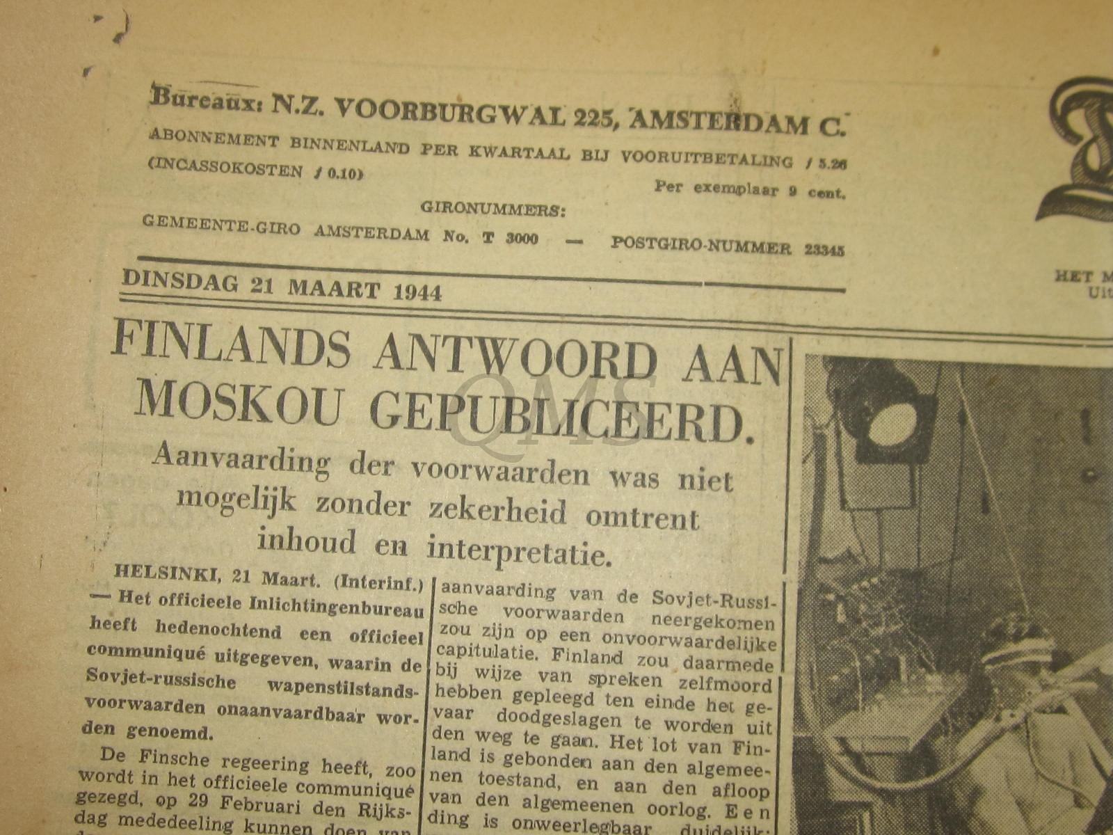 Krant de Telegraaf Dinsdag 22 maart