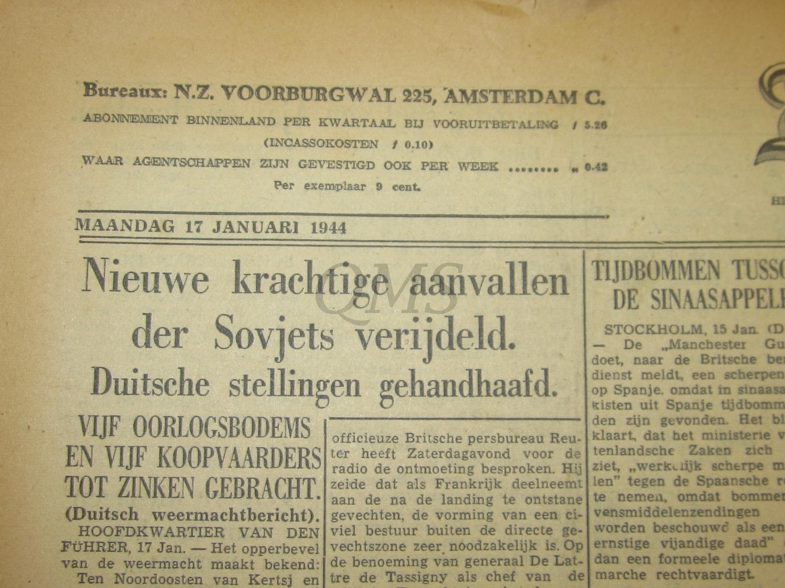 Krant de Telegraaf maandag 17 jan