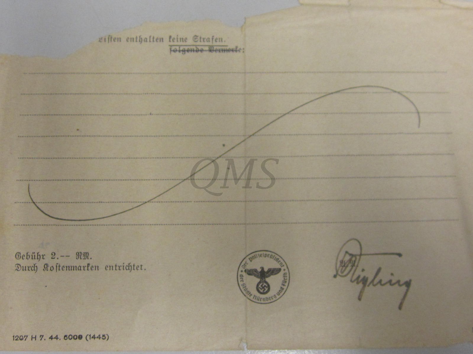 Wie Viel Kostet Polizeiliches Führungszeugnis Polizeiliches Fuhrungszeugnis 1944 (Good conduct form by Police 1944)