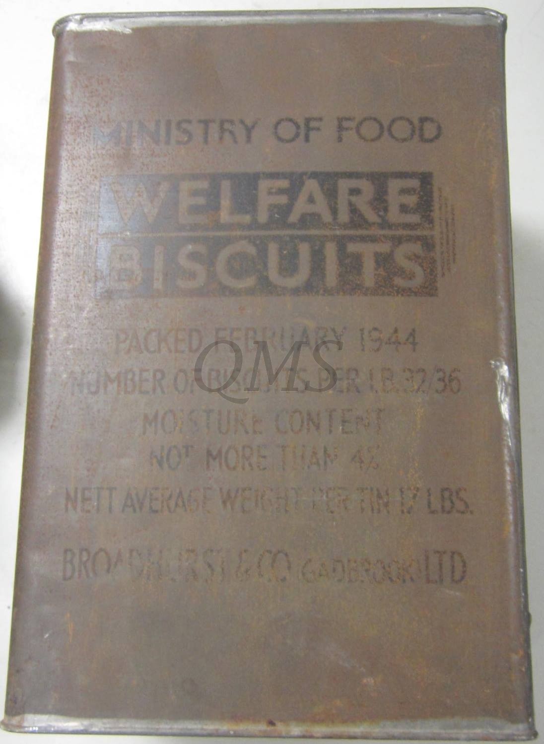 Welfare blik met deksel jan 1944 (Tin can Welfare with lid Jan 1944)