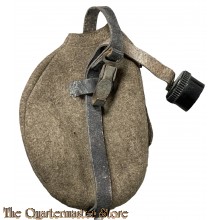 German WW2 wool canteen cover with leather strap and screw on cap
