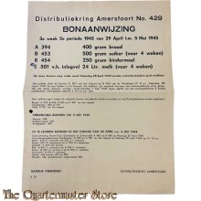 Bonaanwijzing Distributie Amersfoort no 429 3e week 5e per.29 april t/m 5 Mei 1945 