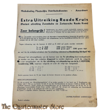 Poster extra Uitreiking Levensmiddelen Roode Kruis (restant uitreiking Zweedsche en Zwitersche  Roode kruis) 26 april 1945