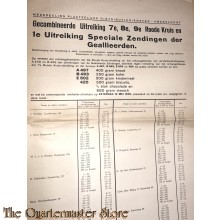 Poster , Distristributiedienst Amersfoort 1e Uitreiking Speciale Zendingen der Geallieerden 12 mei 1945