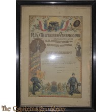 Ingelijst getuigschrift RK militairen vereniging 1915