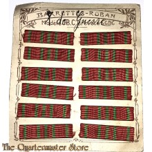 Belgium - Carton with ribbons Belgium WW1 War Cross (Batons op kaart Belgie Croix de Guerre)