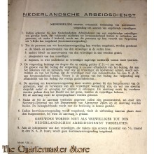 Oproep Opbouwdienst Commandant jan 1941 tot vrijwillige dienstneming bij den  Nederlandsche Arbeidsdienst 
