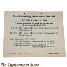 Bonaanwijzing No 429 tweede aanvulling 3e week 4e periode van 6 t/m 14 april 1945 Vleesch (waren)