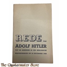 Brochure NSB ; Rede van Adolf Hitler tot de arbeiders in een Berlijnsche Wapenfabriek 10 december 1940