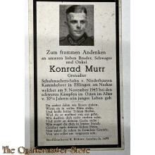 In Memoriam Karte/Death notice Grenadier Inf Regt 1943 Osten