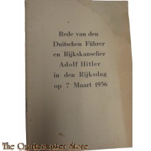 Brochure , REDE VAN DEN DUITSCHEN FÜHRER EN RIJKSKANSELIER ADOLF HITLER IN DEN RIJKSDAG OP 7 MAART 1936
