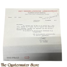 Brief Het Nederlandsche Arbeidsfront  Veenendaal 1943