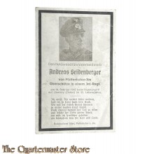 In Memoriam Karte/Death notice Ober Schutze Infanterie  Regiment (Russland)