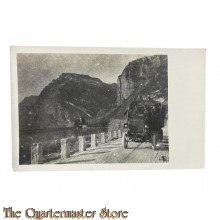 (Feld) Postkarte 1915 Soldaten mit Kfz in die Berge 