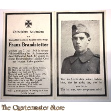 In Memoriam Karte/Death notice Grenadier in einem Panzer. Gren regiment Russland