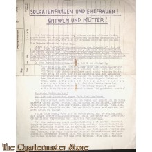 Flugblatt / Leaflet Soldatenfrauen , Ehefrauen Witwen und Muttern