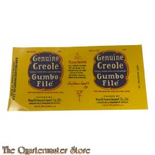 WW1 US Army ration paper label Genuine Creole Gumbo file 